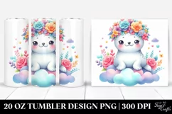 Cute Seal with Flower Crown, Transparent 20 Oz Tumbler Product Image 1