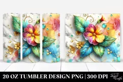 Colorful Floral Swirls with Gold Insertions | 20 Oz Tumbler Product Image 1