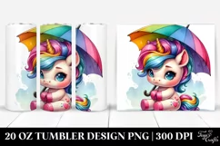 Cute Unicorn with Umbrella | 20 oz Tumbler Product Image 1