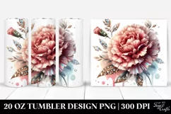20 Oz Tumbler Sublimation | Glossy Diamond Carnation Design Product Image 1