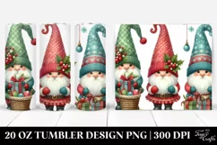 Watercolor Cute Christmas Gnomes, Transparent 20 Oz Tumbler Product Image 1