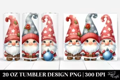 Watercolor Cute Christmas Gnomes, Transparent 20 Oz Tumbler Product Image 1