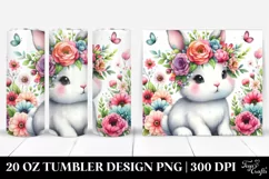 Cute Bunny with Flower Crown | 20 Oz Tumbler Product Image 1