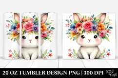 Cute Bunny with Flower Crown | 20 Oz Tumbler Product Image 1