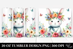 Cute Bunny with Flower Crown | 20 Oz Tumbler Product Image 1