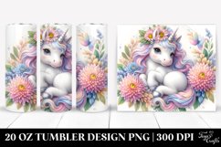 Baby Unicorn Chrysanthemum Frame Watercolor|20 oz Tumbler Product Image 1