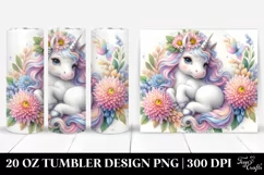 Baby Unicorn Chrysanthemum Frame Watercolor|20 oz Tumbler Product Image 1