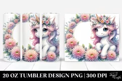 Baby Unicorn Chrysanthemum Frame Watercolor|20 oz Tumbler Product Image 1
