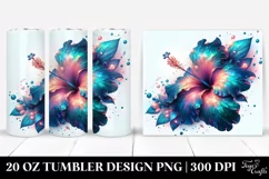 Shiny Hibiscus Watercolor Splash | 20 Oz Tumbler Product Image 1