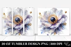 20 Oz Tumbler Sublimation | Shiny Anemone with Golden Product Image 1