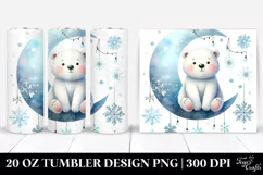 Cute Polar Bear with Snowflakes, Transparent 20 Oz Tumbler Product Image 1