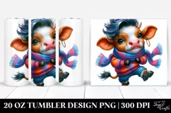Cute Baby Cow Dancing for Winter, Transparent 20 Oz Tumbler Product Image 1