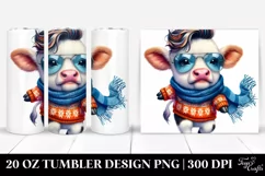 Cute Baby Cow Dancing for Winter, Transparent 20 Oz Tumbler Product Image 1