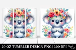 Cartoon Koala with Flower Crown, Transparent 20 Oz Tumbler Product Image 1