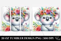 Cartoon Koala with Flower Crown, Transparent 20 Oz Tumbler Product Image 1