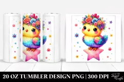 Colorful Chicken with Flower Crown, Transparent 20 Oz Product Image 1