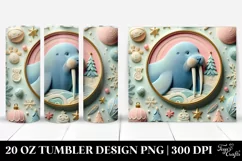 3D Embossed Christmas Walrus Clipart 20 Oz Tumbler Product Image 1