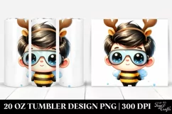 Enthusiastic Baby Bee with Reindeer Horns PNG Product Image 1