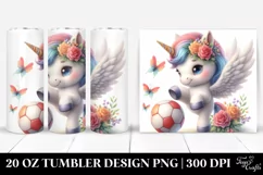20 Oz Tumbler Sublimation | Pastel Unicorn Playing Handball Product Image 1