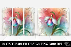 20 Oz Tumbler Sublimation | Colorful Snowdrop on Marble Product Image 1