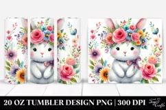 Cartoon Rabbit with Flower Crown, Transparent 20 Oz Tumbler Product Image 1