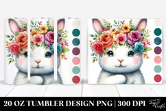 Cartoon Rabbit with Flower Crown, Transparent 20 Oz Tumbler Product Image 1
