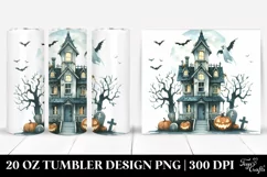 Simple Halloween Clipart with Haunted House 20 Oz Tumbler Product Image 1