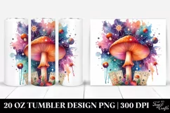 Vibrant Celestial Mushroom Clipart 20 Oz Tumbler Product Image 1