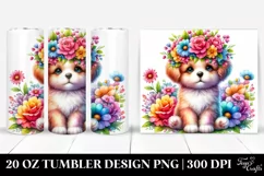 Cartoon Puppy with Flower Crown, High-Quality Clipart Product Image 1
