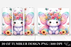 Watercolor Butterfly with Flower Crown, Transparent 20 Oz Product Image 1