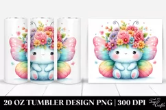 Watercolor Butterfly with Flower Crown, Transparent 20 Oz Product Image 1