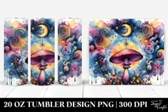 Vibrant Magical Mushroom Clipart, Transparent 20 Oz Tumbler Product Image 1