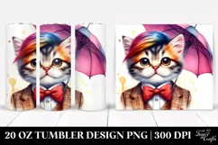Baby Cat with Umbrella, Vibrant PNG Product Image 1