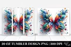 Vibrant Butterfly Plant Leaves 3D Flowers. 20 Oz Tumbler Product Image 1