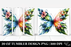 Vibrant Butterfly Plant Leaves 3D Flowers. 20 Oz Tumbler Product Image 1