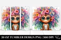 Whimsical Baby Monkey Clipart 20 Oz Tumbler Product Image 1