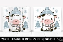 Cute Baby Cow in Winter, Transparent 20 Oz Tumbler Product Image 1