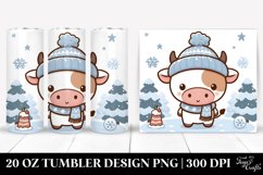 Cute Baby Cow in Winter, Transparent 20 Oz Tumbler Product Image 1