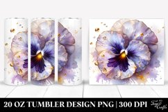 20 Oz Tumbler Sublimation | Shiny Pansy Golden Watercolor Product Image 1