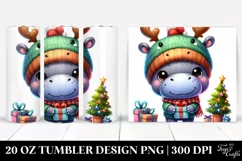 Winter Hippo with Gift Box, Transparent PNG Product Image 1