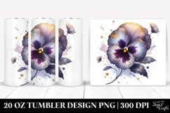 20 Oz Tumbler Sublimation | Shiny Pansy Golden Watercolor Product Image 1