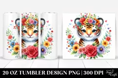 Tiger Flower Crown | 20 oz Tumbler Product Image 1