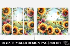 Vibrant Sunflowers Drawing | 20 oz Tumbler Product Image 1