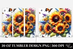 Vibrant Sunflowers Drawing | 20 oz Tumbler Product Image 1