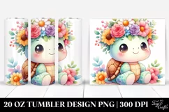 Vibrant Flower Crown Turtle | 20 oz Tumbler Product Image 1