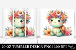 Vibrant Flower Crown Turtle | 20 oz Tumbler Product Image 1