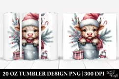 Whimsical Highand Cow with Santa Hat Clipart 20 Oz Tumbler Product Image 1