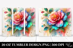 20 Oz Tumbler Sublimation | Colorful Camellia White Product Image 1