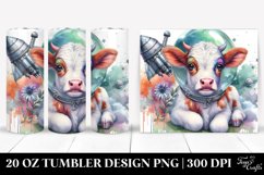 Colorful Baby Cow with Space Station. 20 oz Tumbler Design Product Image 1