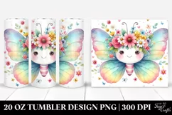 Cute Butterfly with Flower Crown 20 Oz Tumbler Product Image 1